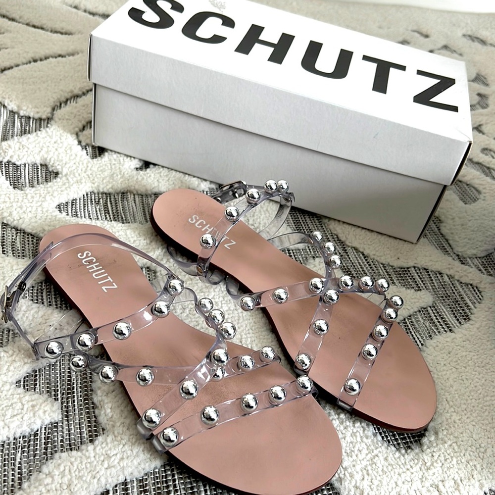 Schutz clear strappy sandals 8